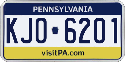PA license plate KJO6201