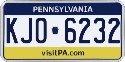 PA license plate KJO6232