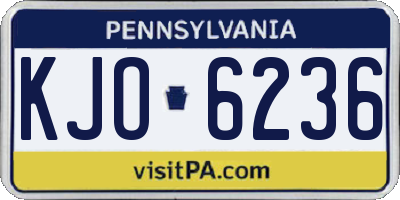 PA license plate KJO6236