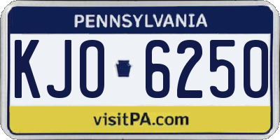 PA license plate KJO6250
