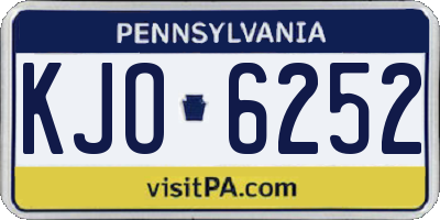 PA license plate KJO6252
