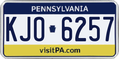 PA license plate KJO6257