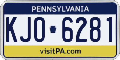 PA license plate KJO6281