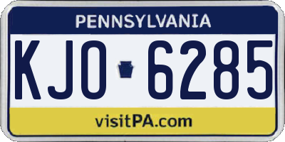 PA license plate KJO6285