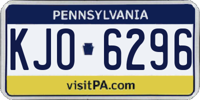 PA license plate KJO6296