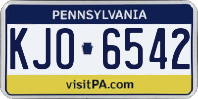 PA license plate KJO6542
