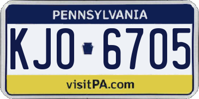 PA license plate KJO6705