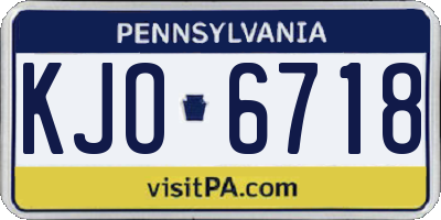 PA license plate KJO6718