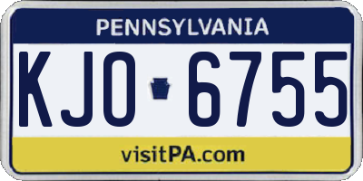 PA license plate KJO6755
