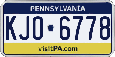 PA license plate KJO6778