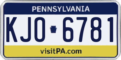 PA license plate KJO6781
