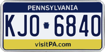 PA license plate KJO6840