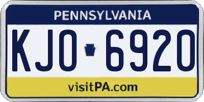 PA license plate KJO6920
