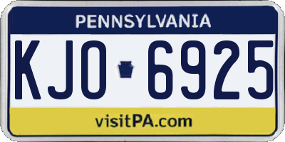 PA license plate KJO6925