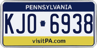 PA license plate KJO6938