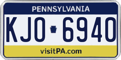 PA license plate KJO6940