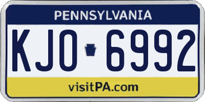 PA license plate KJO6992