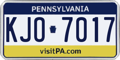 PA license plate KJO7017