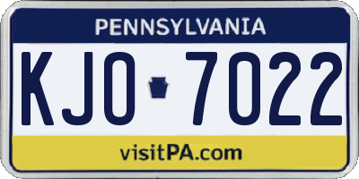 PA license plate KJO7022