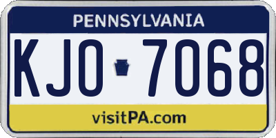 PA license plate KJO7068