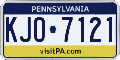 PA license plate KJO7121