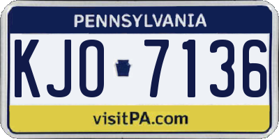 PA license plate KJO7136