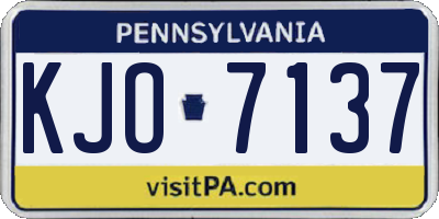 PA license plate KJO7137