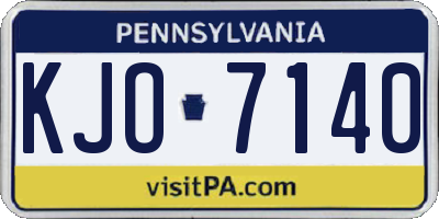 PA license plate KJO7140