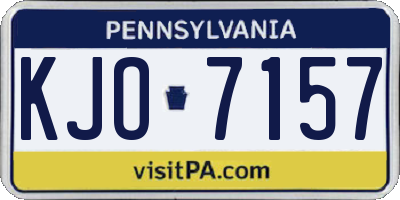 PA license plate KJO7157