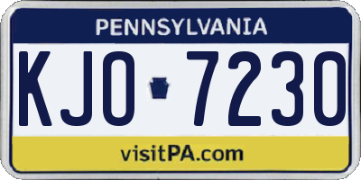 PA license plate KJO7230