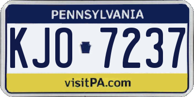 PA license plate KJO7237