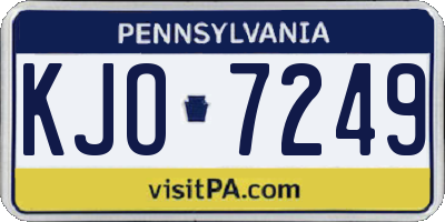 PA license plate KJO7249