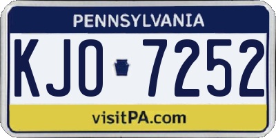 PA license plate KJO7252