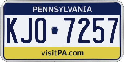 PA license plate KJO7257