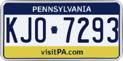PA license plate KJO7293