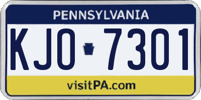 PA license plate KJO7301