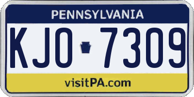PA license plate KJO7309