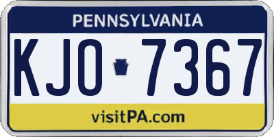 PA license plate KJO7367