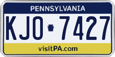 PA license plate KJO7427