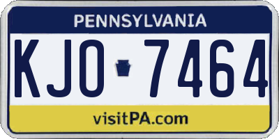 PA license plate KJO7464