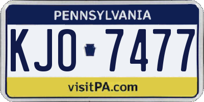 PA license plate KJO7477
