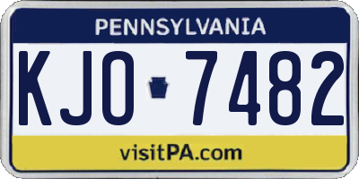 PA license plate KJO7482