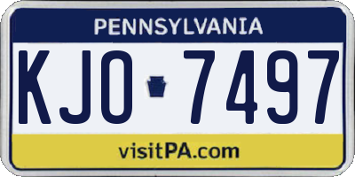 PA license plate KJO7497