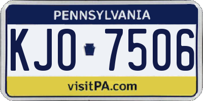PA license plate KJO7506