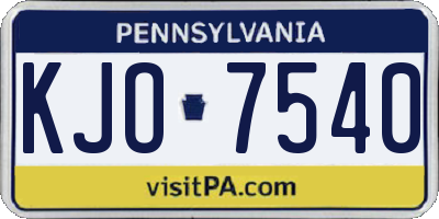 PA license plate KJO7540