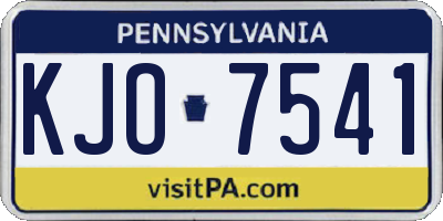 PA license plate KJO7541