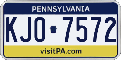 PA license plate KJO7572