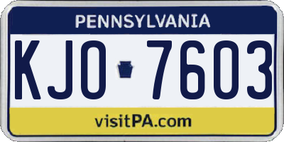 PA license plate KJO7603