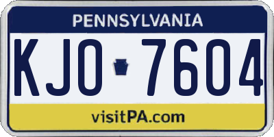 PA license plate KJO7604