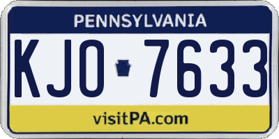 PA license plate KJO7633